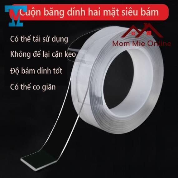 Cuộn băng dính hai mặt đa năng siêu bám, trong suốt, dài 1m - 5m - B140