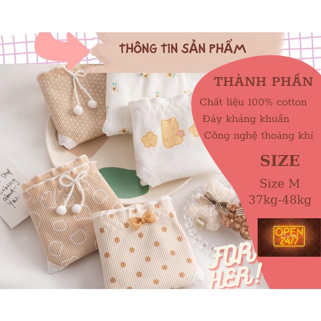 Quần lót cotton nữ mẫu gấu vàng bi