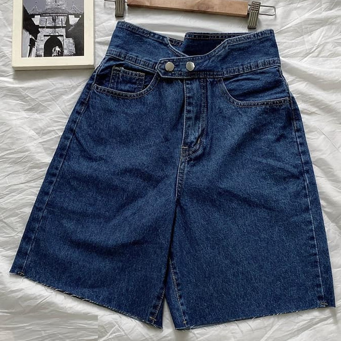 QUẦN SHORT JEAN NGỐ NỮ LƯNG CAO 2 NÚT