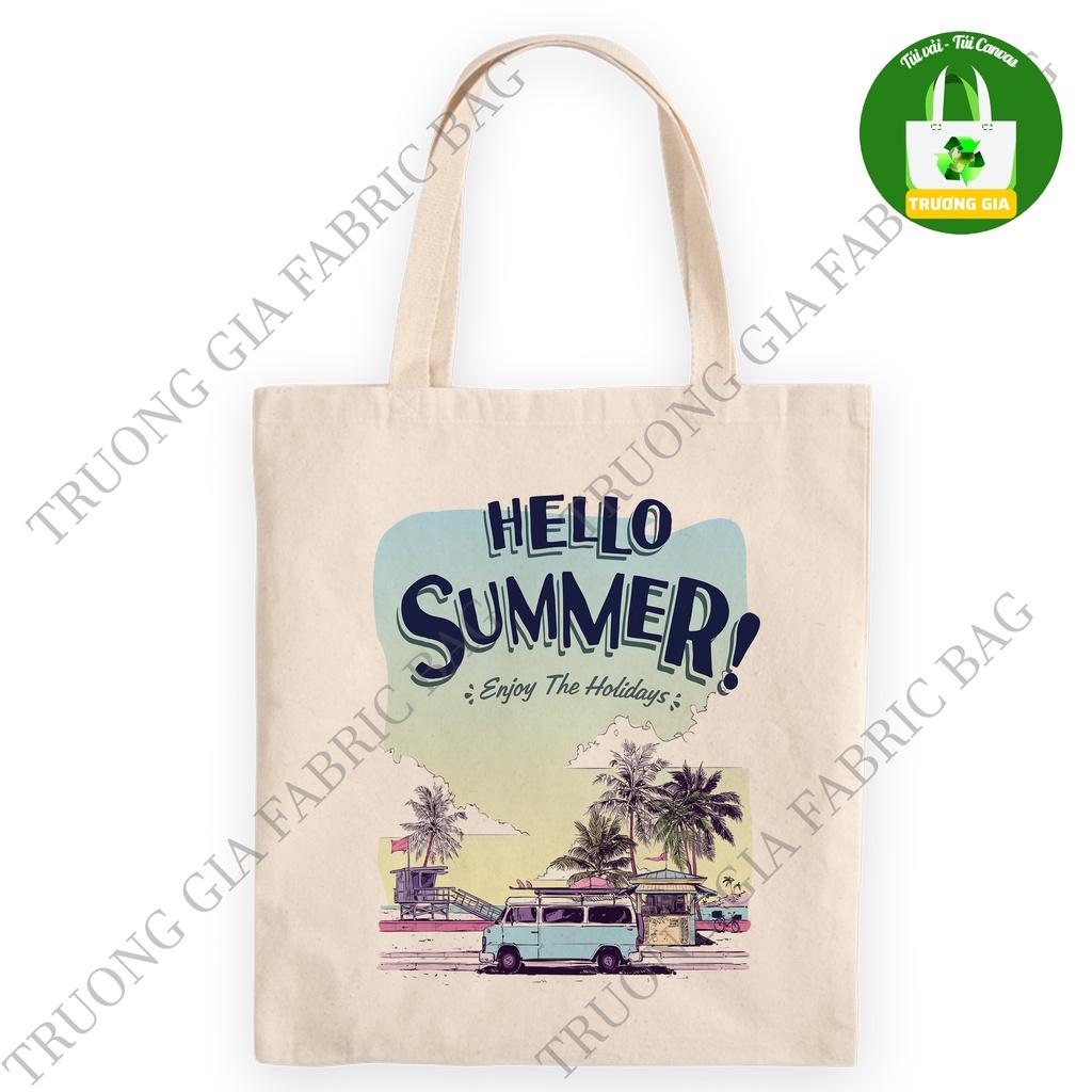 TúI tote canvas Be in hình Summer không khóa kéo 26cmx33cm Trương Gia Túi Vải - Túi Canvas