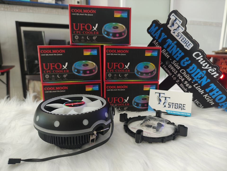 Quạt Tản Nhiệt, Fan CPU Coolmoon UFO X Led RGB - Tự Động Đổi Màu Và Hiệu Ứng - hàng chính hãng