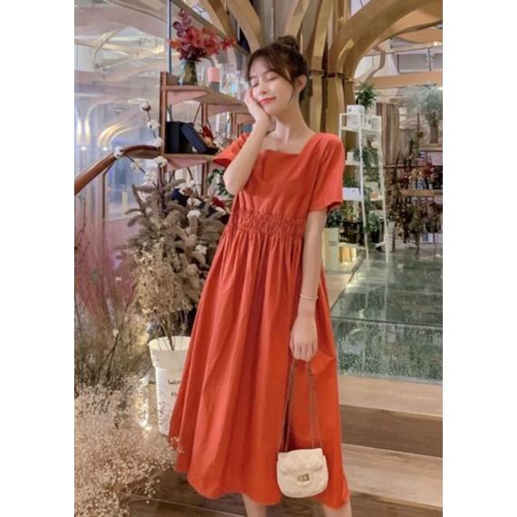 Đầm bầu babydoll thắt nơ lưng xinh xắn, Váy bầu cho mẹ mặc trước và sau sinh