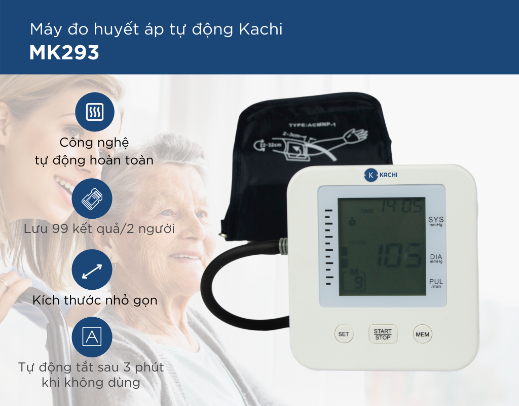 Máy đo huyết áp bắp tay Kachi MK293 - Hàng chính hãng