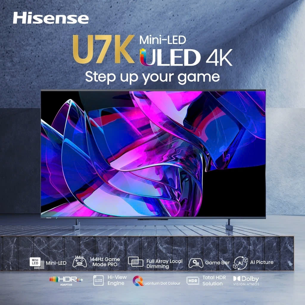Smart Tivi ULED Hisense 4K 55 inch 55U7K tìm kiếm bằng giọng nói có tiếng Việt, bảo hành 3 năm - HÀNG CHÍNH HÃNG