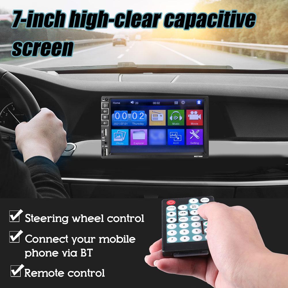 Double Din Car Stereo 7 Inch LCD Touchscreen Monitor BT MP5 Player FM Car Radio Receiver Support TF/USB/AUX-IN Mobile
