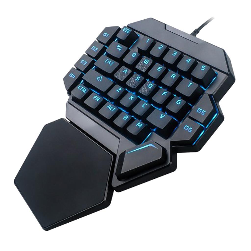 LED Backlit Keyboard Left One Hand Game Keyboard Keypad 35 Keys for PC