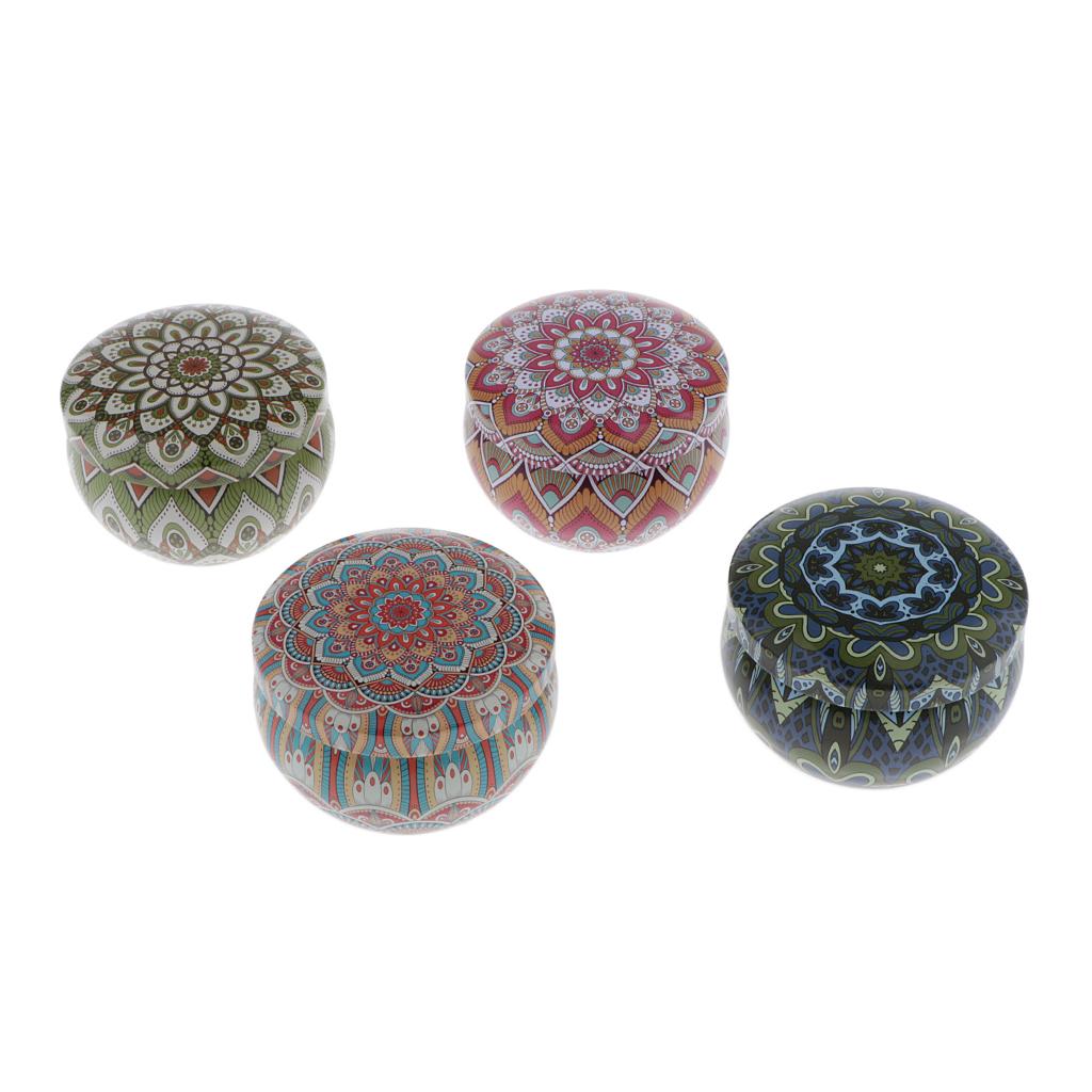 4 Pieces National Style Scented Candle Natural Soy Wax Portable Tin Candles
