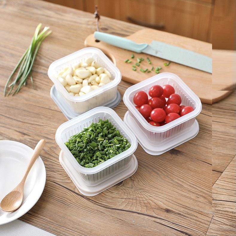 Hộp trữ đông, hộp nhựa đựng thức ăn tủ lạnh tách nước giúp thực phẩm tươi lâu