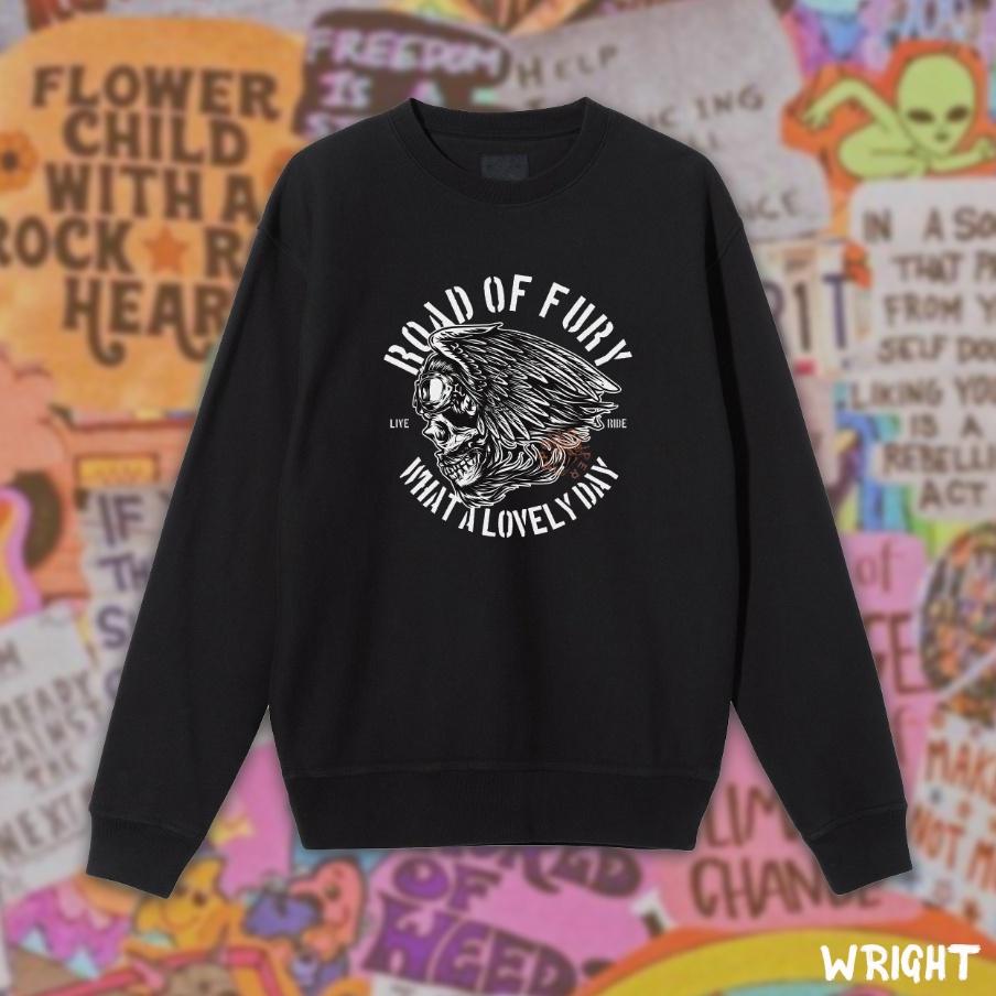 Áo sweater raod of fury đầu lâu đại bàng wright unisex