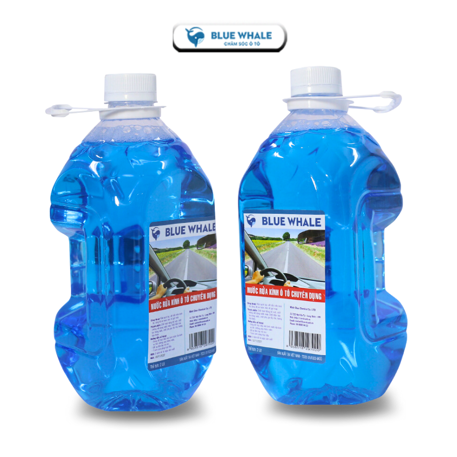 Hộp 6 can nước rửa kính ô tô Cá Voi 2L phù hợp mọi loại xe hơi, đổ trực tiếp vào bình chứa không cần pha thêm