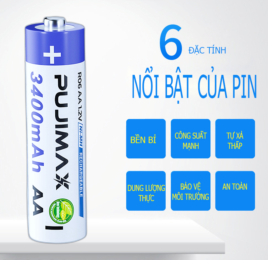 Hộp 4 Pin Tiểu Sạc lại AA 3400mAh Fujimax Dung Lượng Cao Chuyên Dụng Cho Micro không dây - SẢN PHẨM CHÍNH HÃNG