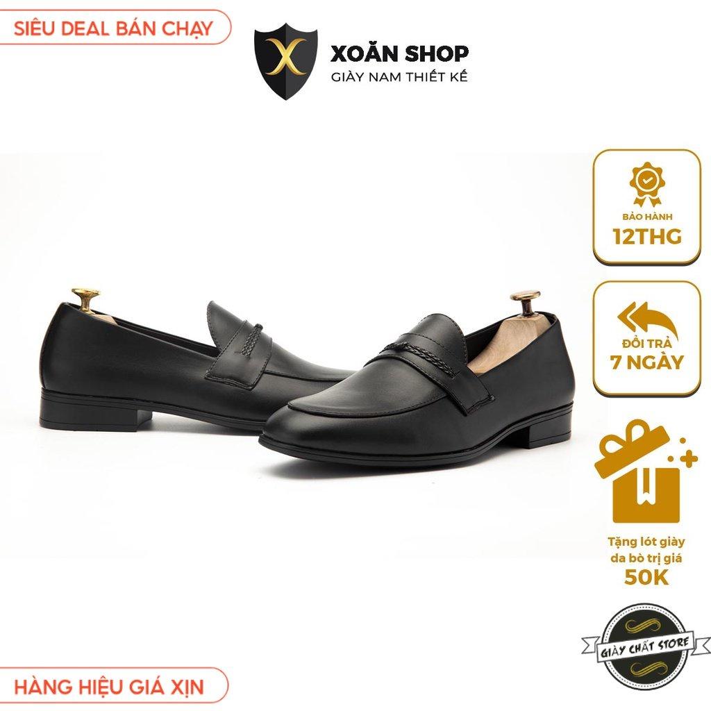 Giày Lười Nam Công Sở XOĂN SHOP Da Pu Pu Size 38 Đến 42 Màu Đen - V1