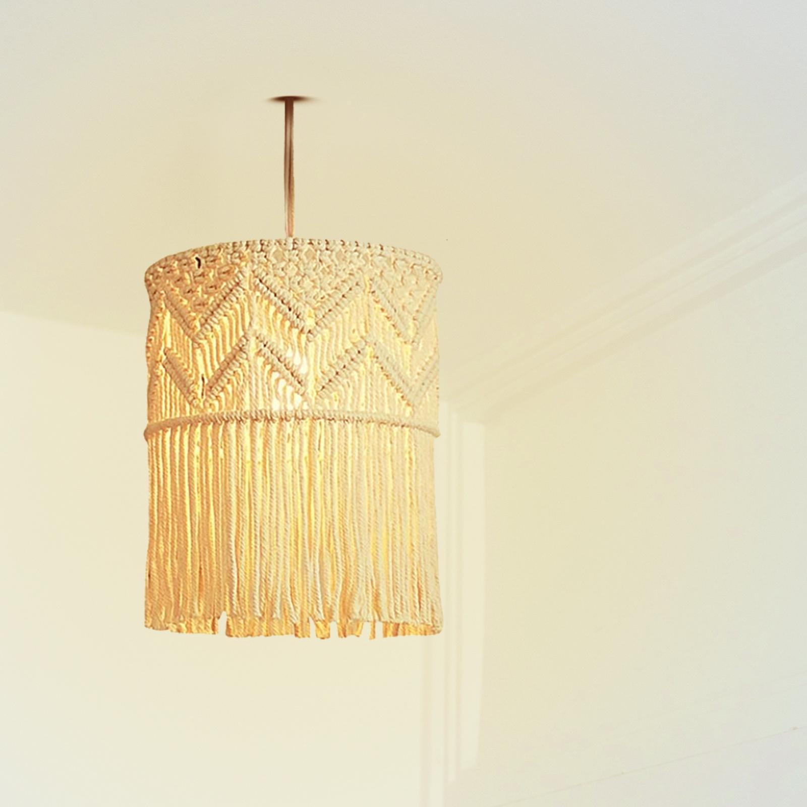 Handwoven Macrame Pendant Lamp  Chic Bedroom   Lamp