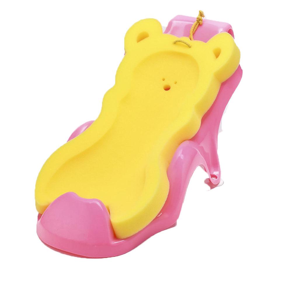 2pcs Bath Sponge Infant Bath Cushion Comfy And Skid Proof Bathing Mat Yellow