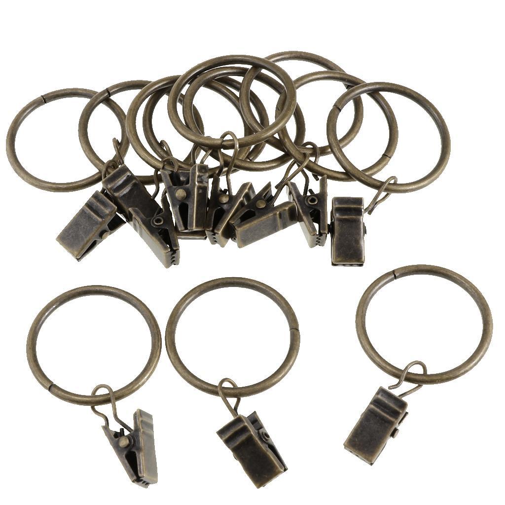 12 Pieces Metal Curtains Drapery Rings with Clips