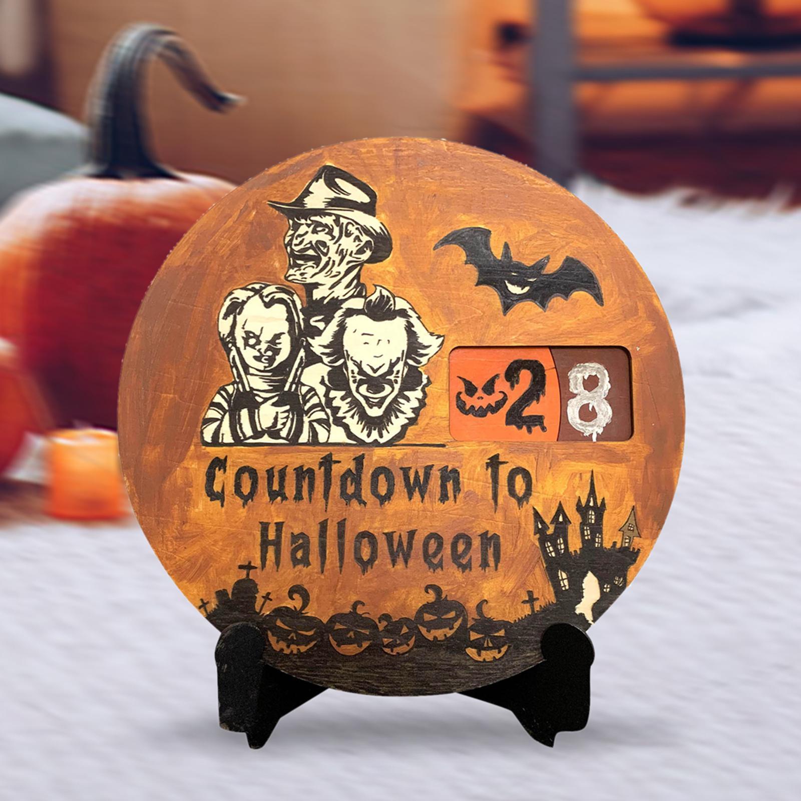 Halloween Advent Calendar Round Movable Turntable, Holiday Pendants ,Festive Gift Decoration Ornament for Holiday Party Home