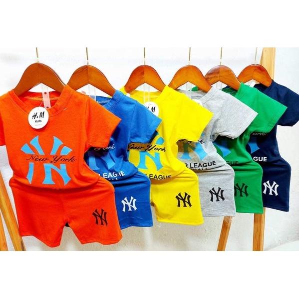 Bộ Quần Áo Cộc Tay In N Y Cho Bé Trai Chất Cotton