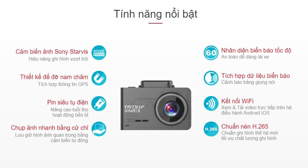 CAMERA HÀNH TRÌNH VIETMAP R4A NHẬN DIỆN BIỂN BÁO GIAO THÔNG - Hàng chính hãng