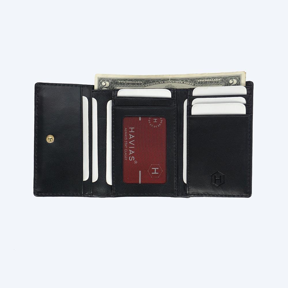 Ví Da Gấp Heart3 Mini Handcrafted Wallet Đen - HAVIAS