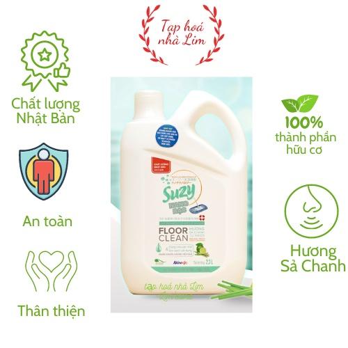 Nước lau sàn SUZY Nhật Bản 4L diệt khuẩn, chống trơn trượt - thành phần HỮU CƠ hương sả chanh