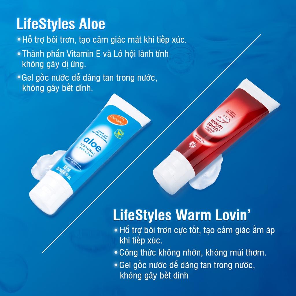 Combo Bao Cao Su LifeStyles Fantasy Có Gân Ngang Cao Cấp 12 bao + Gel Bôi Trơn Tinh Chất Lô Hội LifeStyles Aloe 50ml