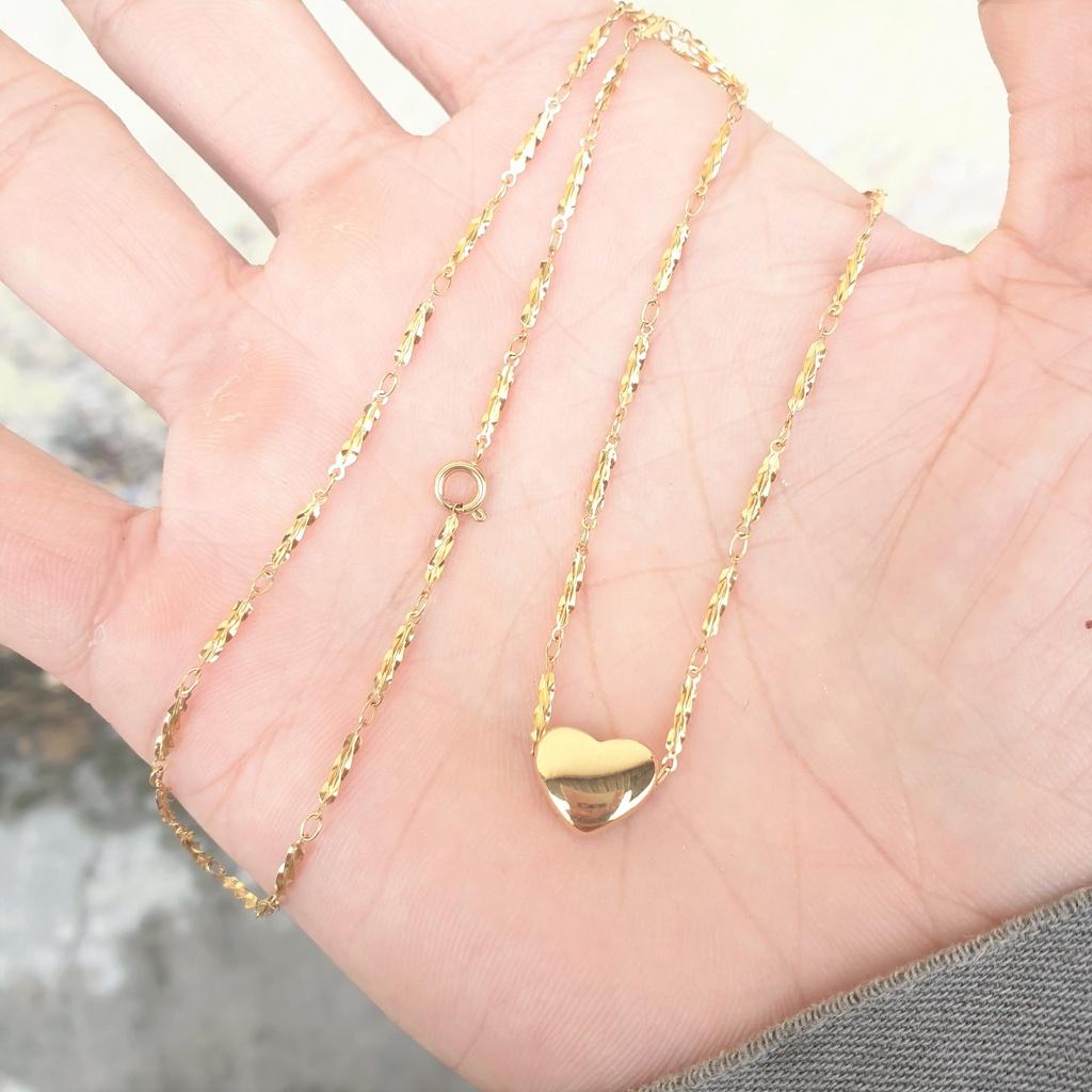 Dây Chuyền Nữ Trái Tim Rỗng Titanium Cao Cấp-Dùng lâu dài tắm rửa thoải mái không đen
