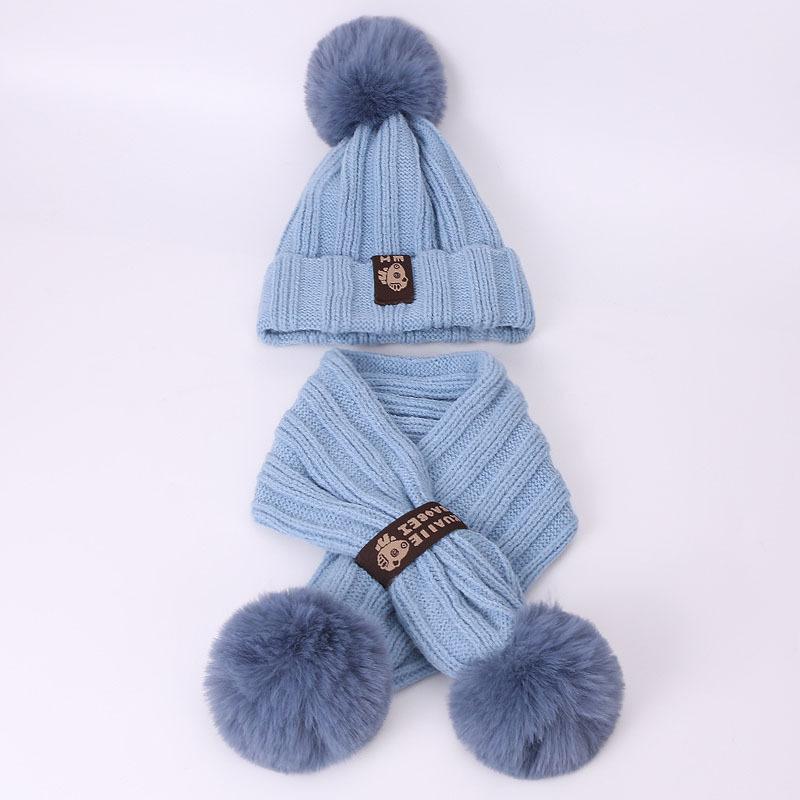 2 Chiếc Nón Cho Bé Mùa Đông Ấm Cô Gái Pompon Mũ Và Khăn Bộ Dệt Kim Ấm Tóc Tiên Bộ Đội Khăn Dày Beanies Nón chắc Chắn Bé Mũ Lưỡi Trai
