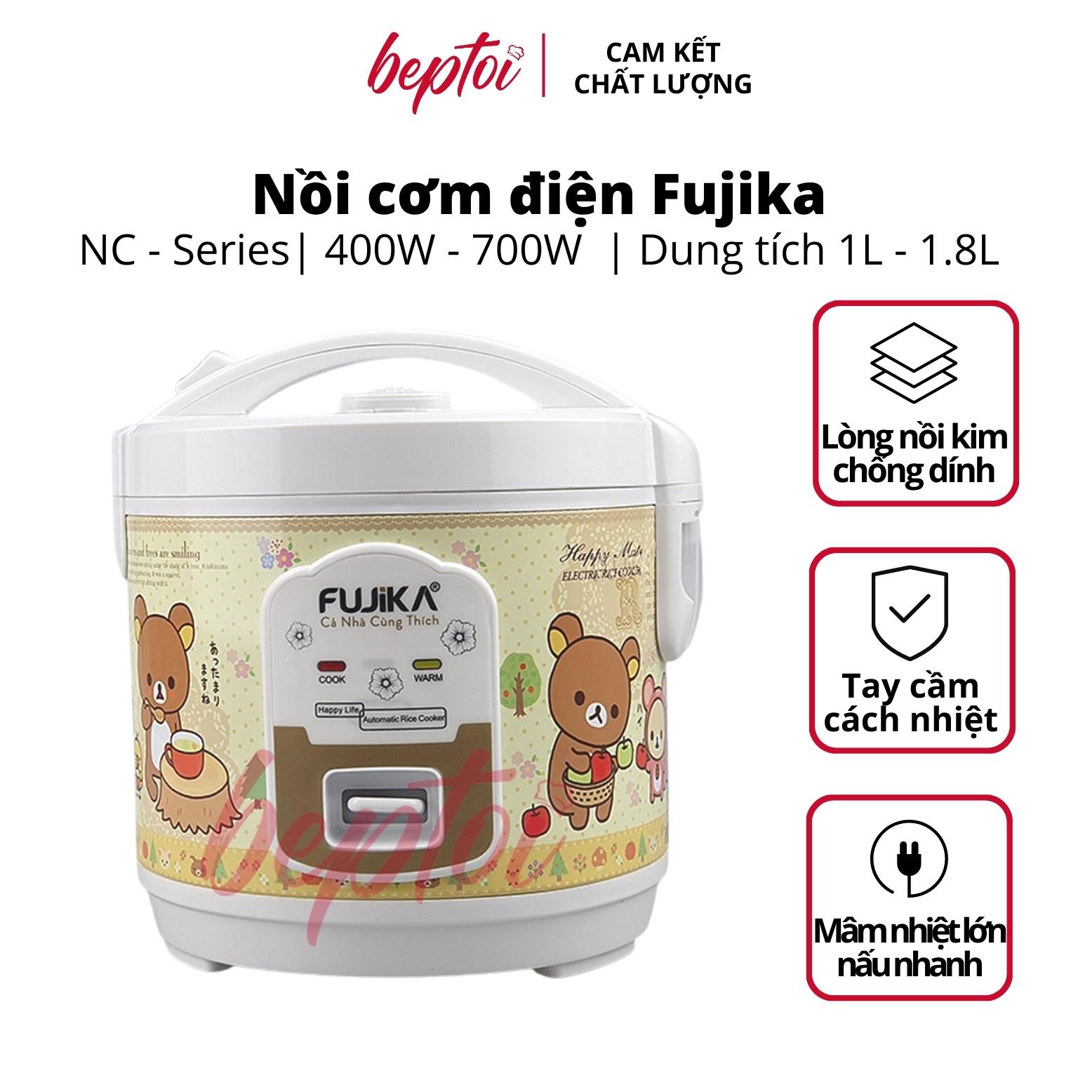 Nồi cơm điện nắp gài Fujika, nồi cơm điện mini dung tích 1L - 1.5L - 1.8L NC-Series - Hàng chính hãng