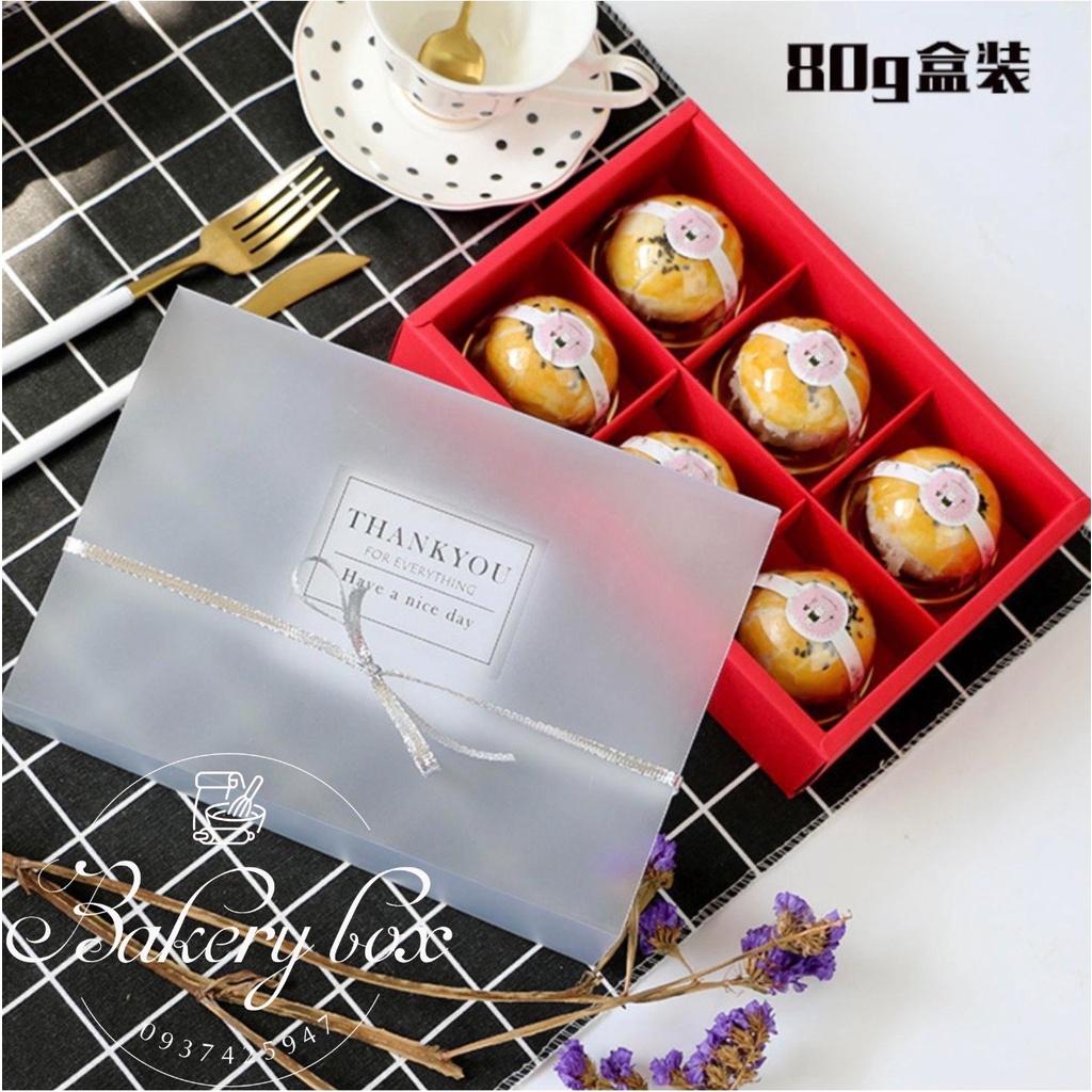 Set 10 | Hộp Giấy 6 Ngăn Màu Đỏ Đựng Bánh 50gr - 80gr