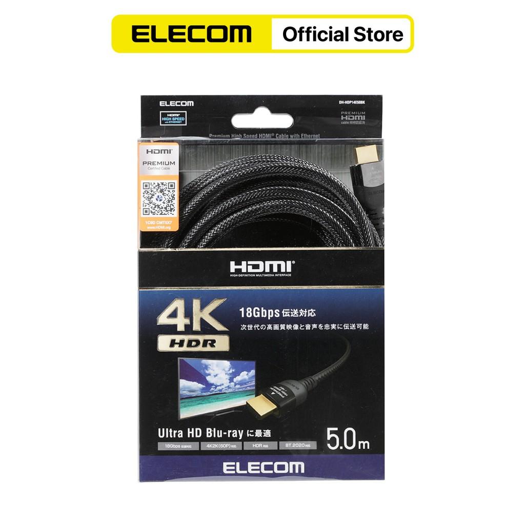 Dây Cáp HDMI 4K HDR, 3D Full HD, 1.0m, φ6.5mm, Nylon Elecom DH-HDP14E10BK ( đủ kích thước ) - Hàng chính hãng