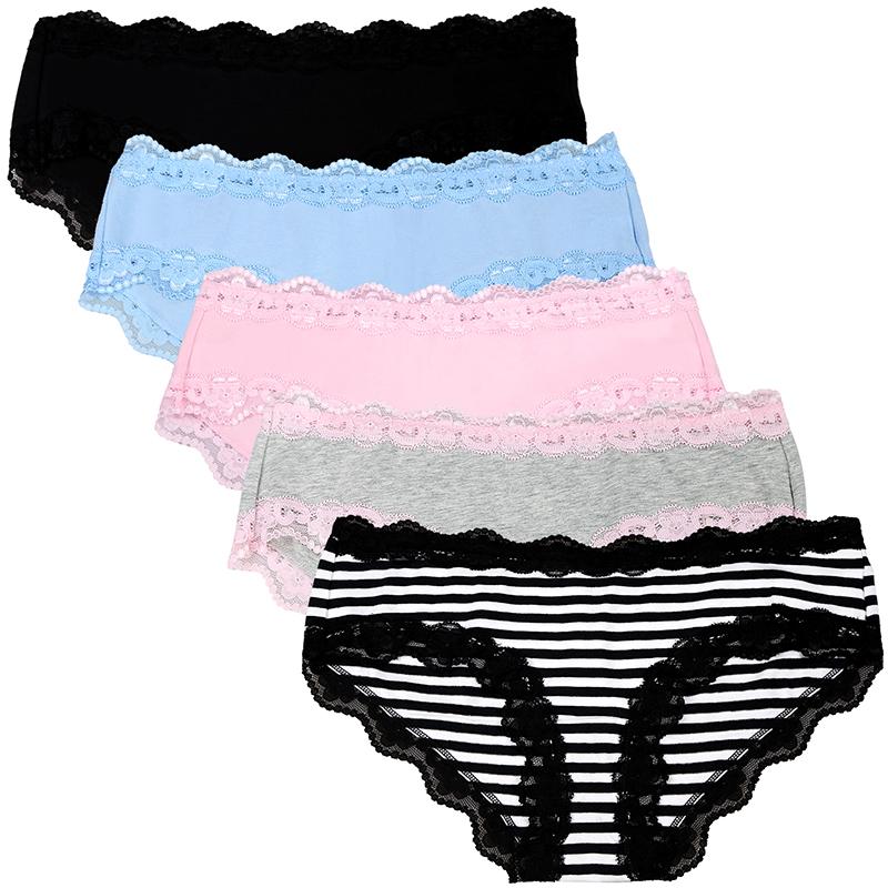 Đồ Lót Nữ, Quần Lót Bộ 5 Cái/lốc Cotton Nữ Quần Đùi Mềm Mại Thoải Mái Gợi Cảm Quần Lót Màu Lót Ren Nữ