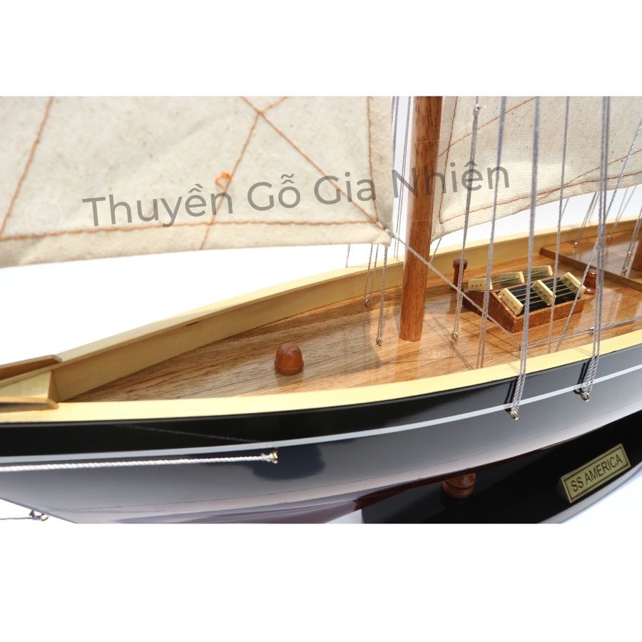 Mô Hình Thuyền Gỗ Phong Thủy Dạng Thuyền Buồm AMERICA PAINTED Chính Hãng Hàng Xuất Khẩu Chất Lượng Cao
