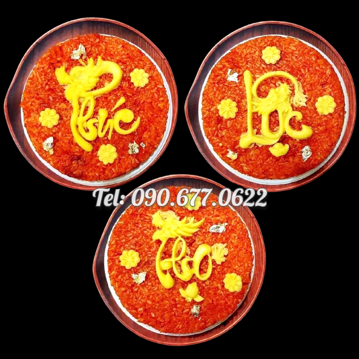 Bộ 3 khuôn silicone ép xôi, làm rau câu, socola, làm bánh Phúc Lộc Thọ loại 13 cm - Mã số 1233
