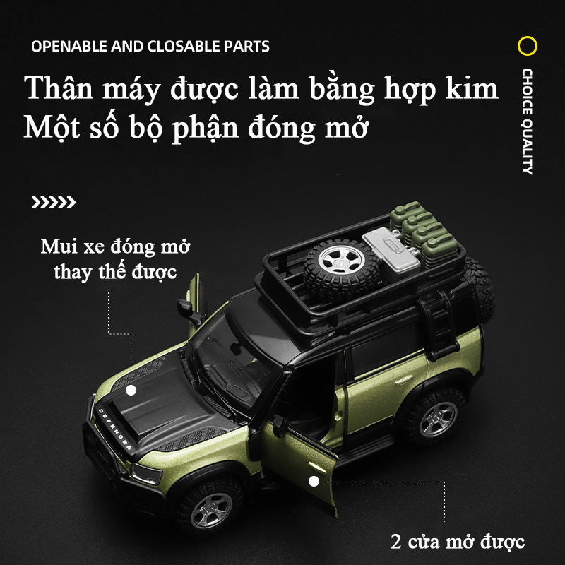Đồ chơi lắp ráp xe mô hình Land Rover Defender 110 bằng hợp kim nguyên khối chạy cót