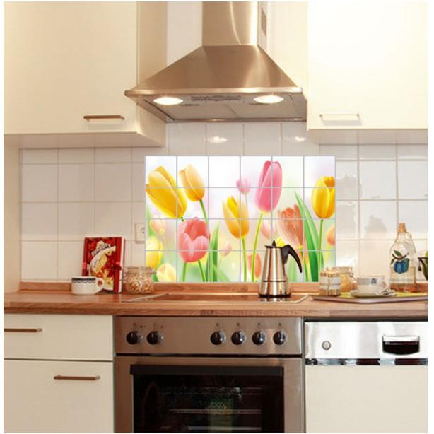Decal dán bếp tráng nhôm cách nhiệt size lớn - Hoa TULIP