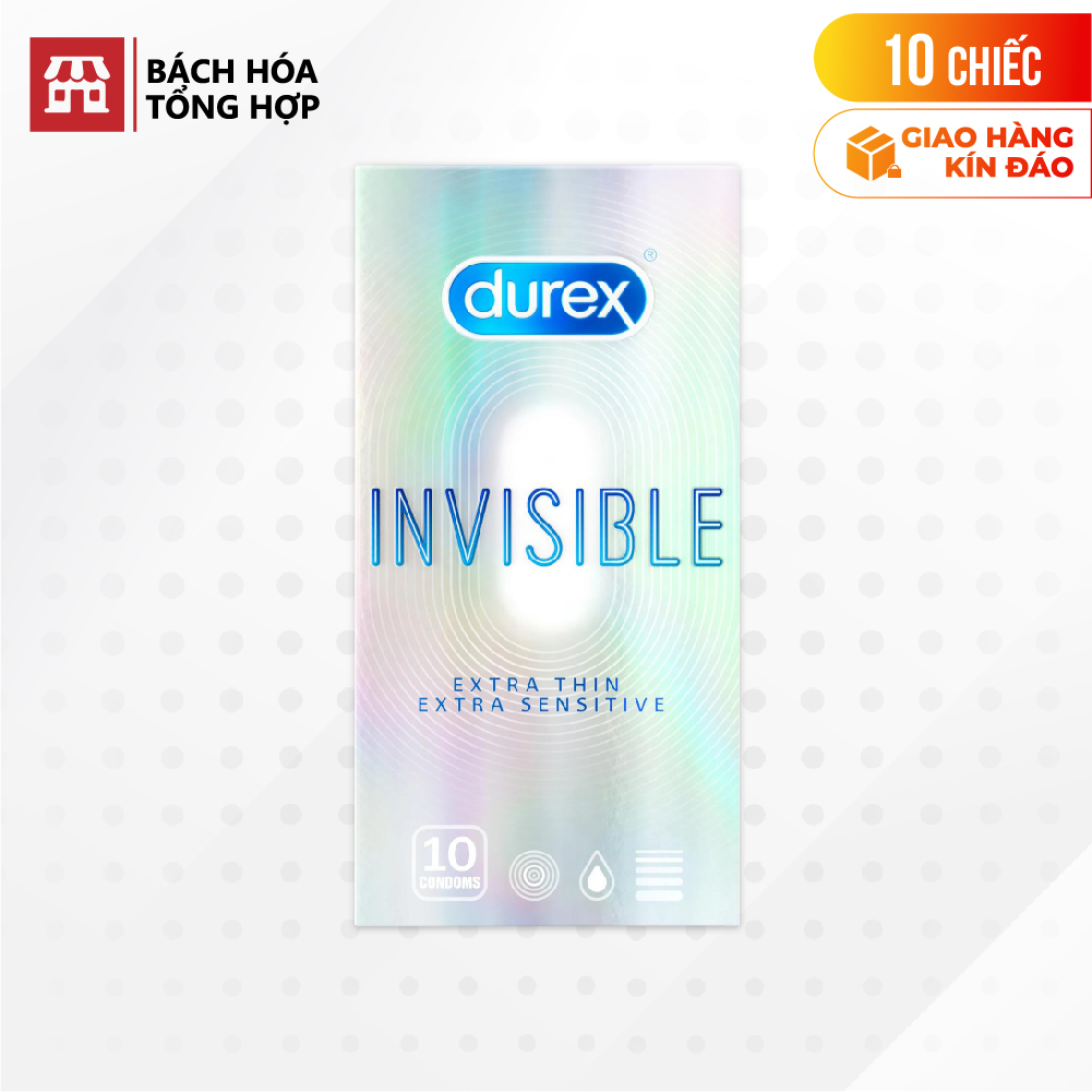 [Hộp 10 cái] Bao cao su Durex Invisible - Siêu mỏng, mềm mịn