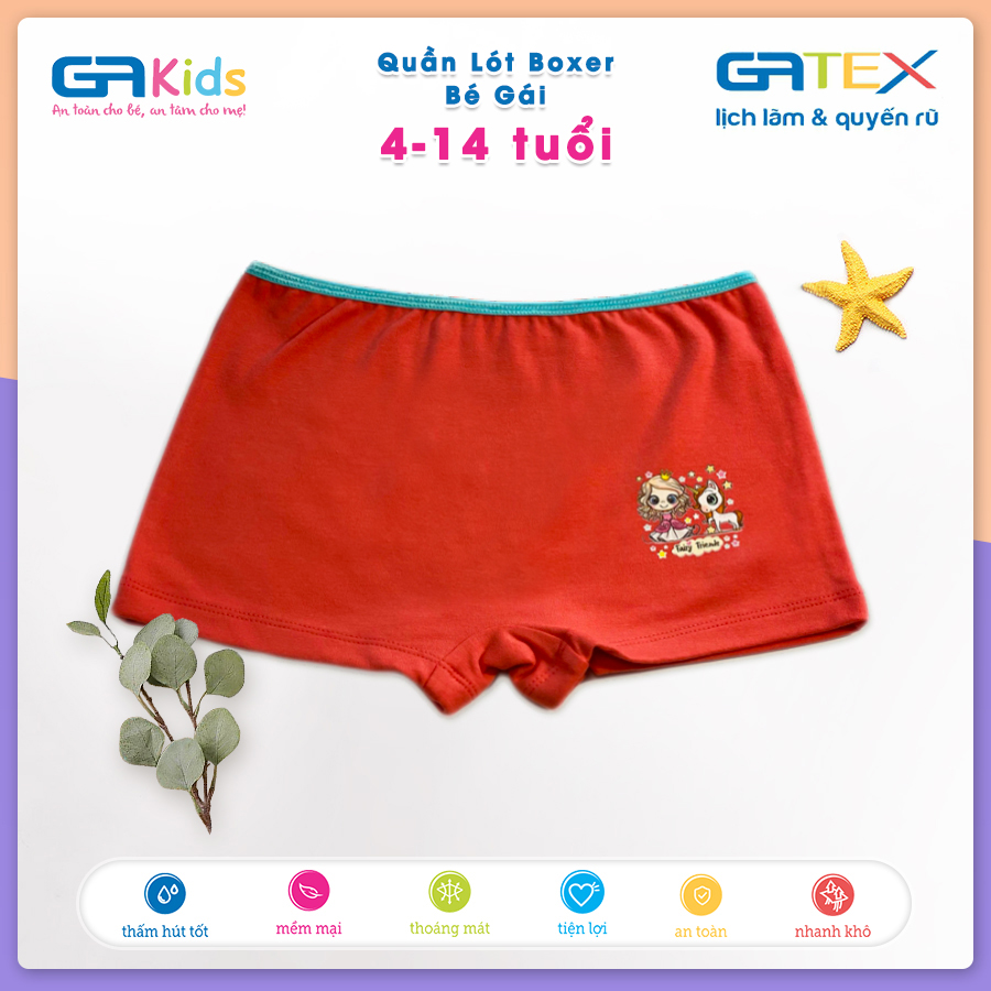 Set Combo 3 Quần Lót Boxer Cho Bé Gái GATEX Cotton Cao Cấp GAKIDS từ 4 đến 14 tuổi