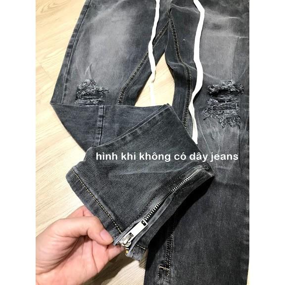 QUẦN JEANS NAM XÁM ĐẬM RÁCH GỐI ZIPPER SIÊU ĐẸP (ảnh thật 100% tự chụp