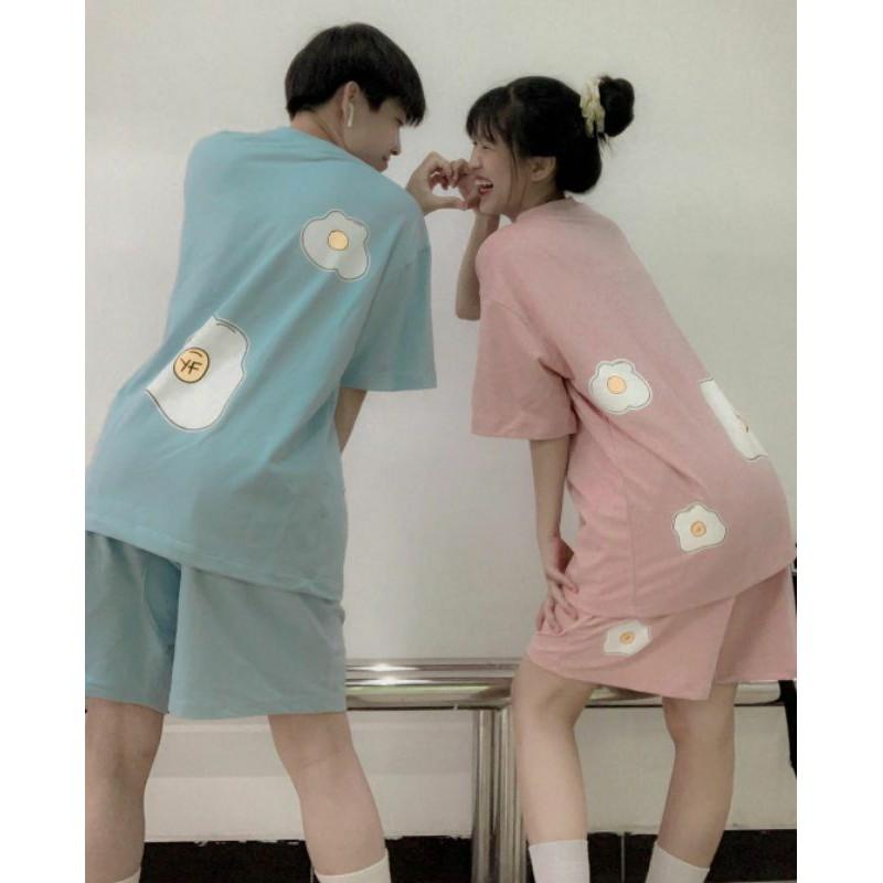 Set đồ bộ nữ trứng rán YF Ulzzang unisex form rộng dưới 70kg