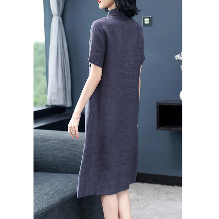 Đầm suông công sở linen cổ đức xanh than trẻ trung ArcticHunter, thời trang thương hiệu chính hãng