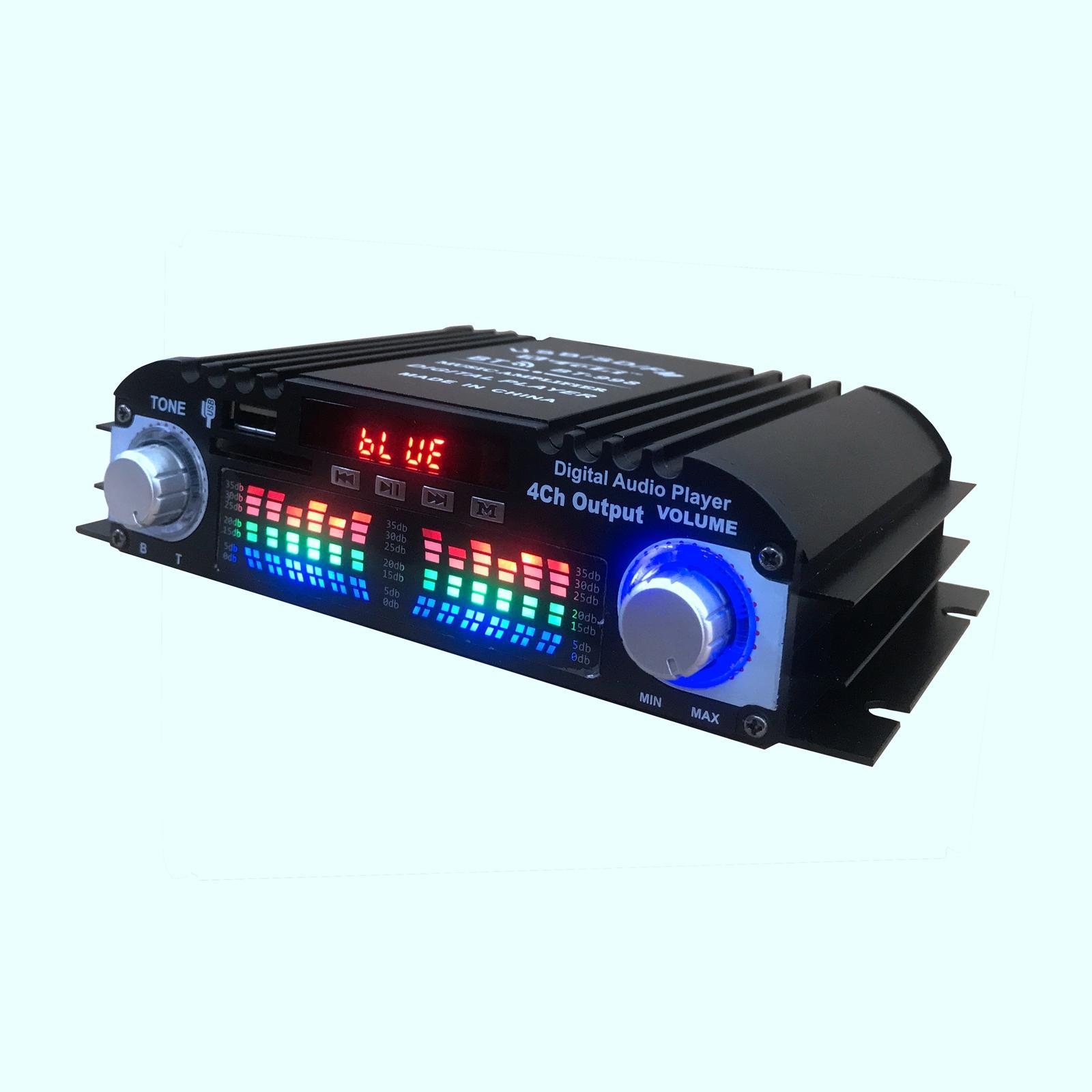 HiFi Stereo Power Amplifier 4 CH  USB FM Radio Audio Receiver for Bar Home