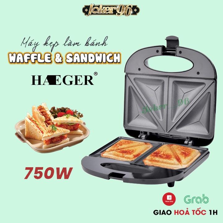 Máy Kẹp Nướng Bánh Mì Haeger, Ép Bánh Sandwich, Làm Đồ Ăn Sáng, Nướng Thịt 2 Mặt Đa Năng