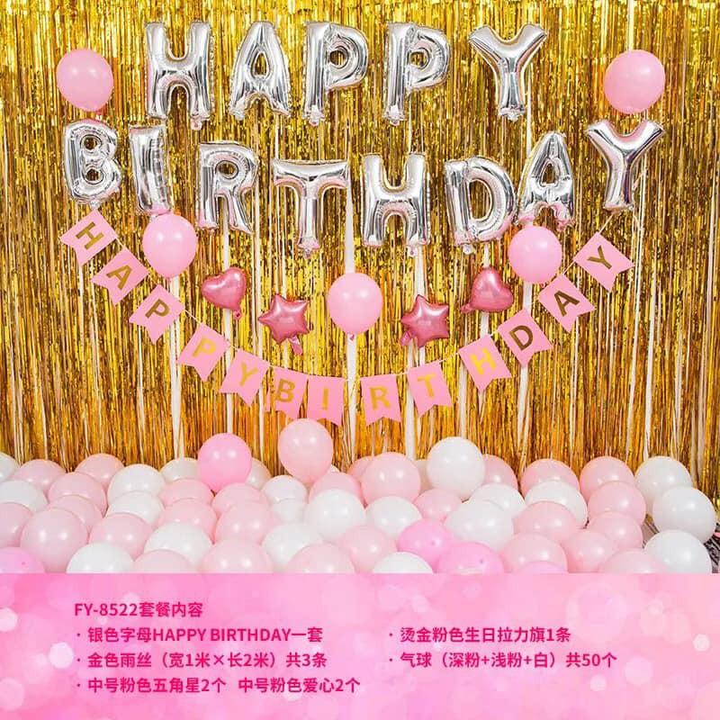 Set bóng nhôm Happy Birthday nhiều màu trang trí sinh nhật (chọn mẫu như hình)