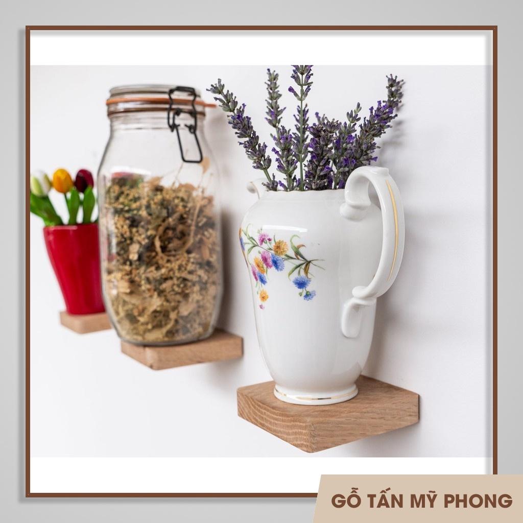 Kệ gỗ tự nhiên vuông giấu chân gắn tường kích thước 15x15cm