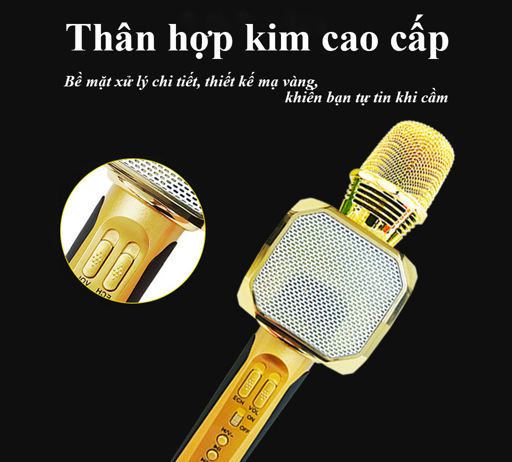 Micro kèm loa Bluetooth Karaoke SD-10, Âm thanh thuẩn , nhiều chế độ điều chỉnh