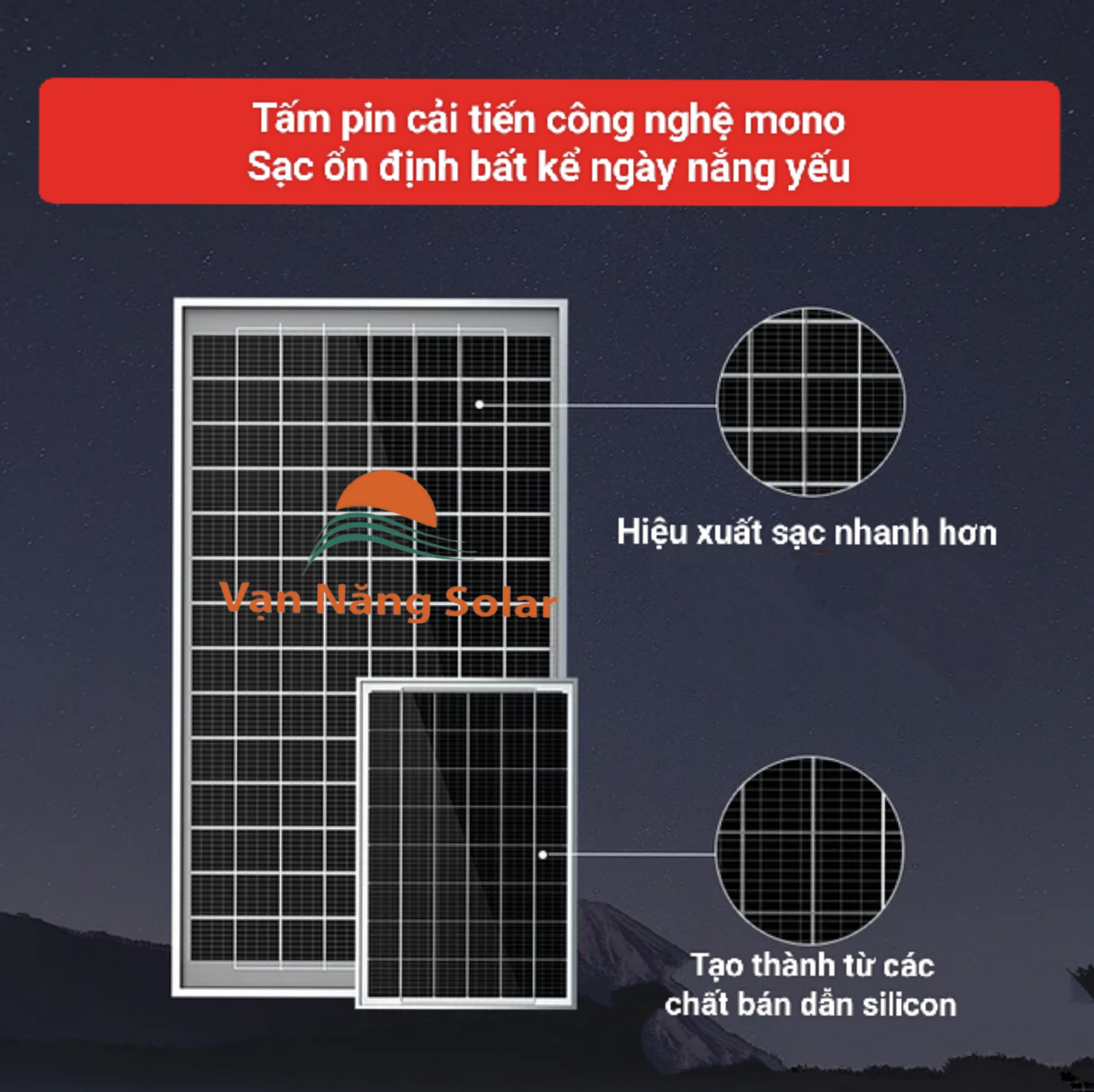 Đèn đường năng lượng mặt trời Vạn Năng Solar 300w