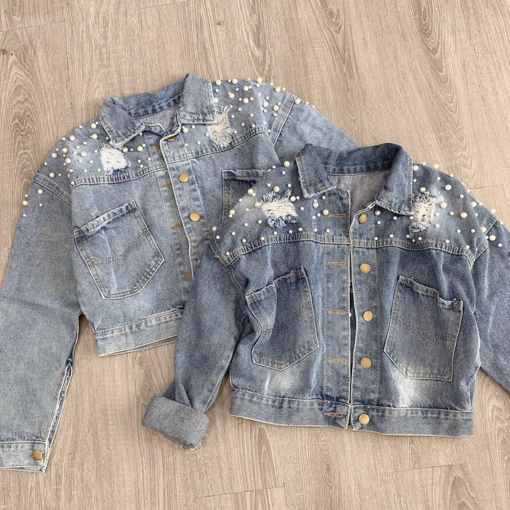 ÁO KHOÁC JEAN TAY DÀI ĐÍNH CƯỜM CAO CẤP SHOP PHƯƠNG CHÂU
