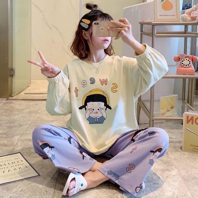 Đồ bộ nữ dài tay, Đồ bộ thu đông dài tay, Đồ bộ mặc ở nhà cho nữ, Đồ bộ ngủ thun dành cho nữ BỘ SWEET CỰC HOT
