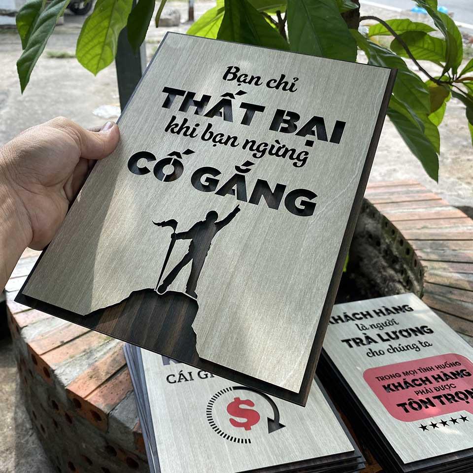 Tranh Treo Tường Gỗ trang trí, Tranh Tạo Động Lực Gỗ: bạn chỉ thất bại khi bạn ngừng cố gắng Mẫu VIAN72