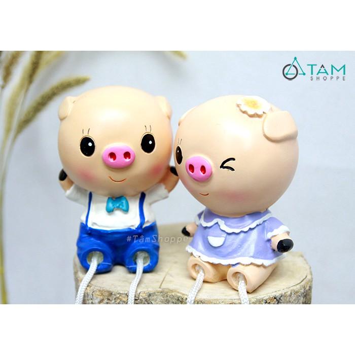 Cặp đôi tượng búp bê trang trí heo xinh đội nón CO-BB-04